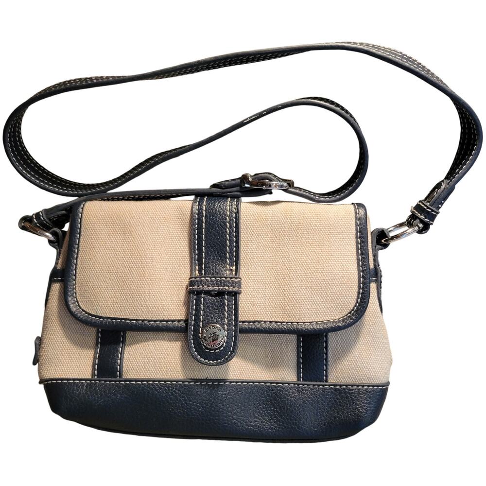 Stone Mountain Canvas and Navy Crossbody Purse Adjustable Strap 9 x 6 x 2.5